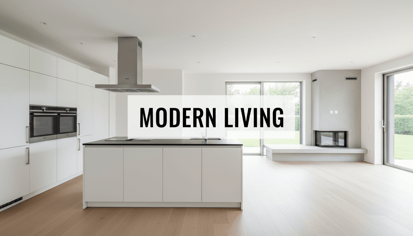 Modern kitchen extension with large glass doors opening to a garden